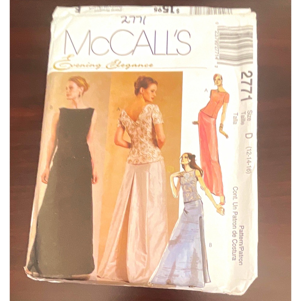 McCalls 2771 Sewing Pattern Misses Petite Top Skirt Sz 12 14 16 Uncut 2000s